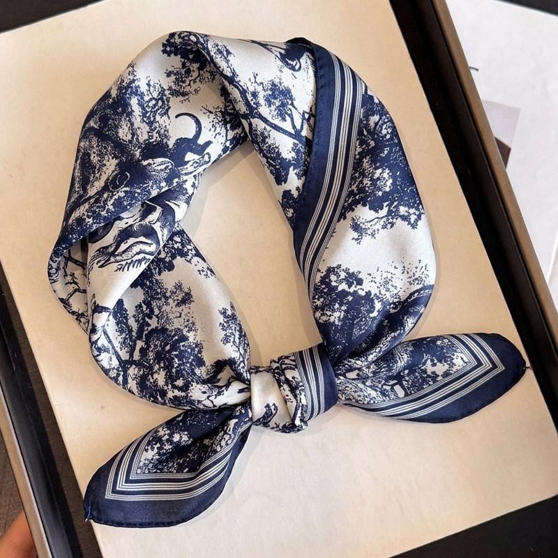 British style spring autumn winter men's and women's silk small square scarf plaid brown small silk scarf mulberry silk scarf