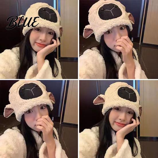 Women Hat Plush Hats Autumn Stretchy Keep Cozy Thickened Cute Fuzzy Warm Soft Winter Sheep