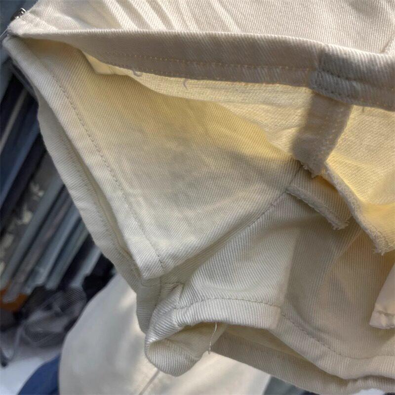 Gonna corta di jeans bianca alla moda: Dimagrante, Versatile, Zip Laterale, Caratteristica Anti-Esposizione