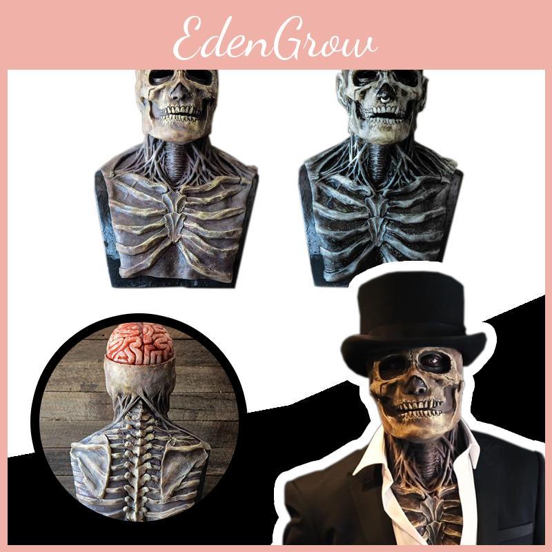 Skeleton Mask Biochemical For Halloween Props Silicone Full Cover Head With Hat