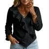 Top Primaverili da Donna Scollo a V Ruffle Manica Lunga Camicetta Camicie Estive da Donna Casual Leggere Camicie Estive da Donna