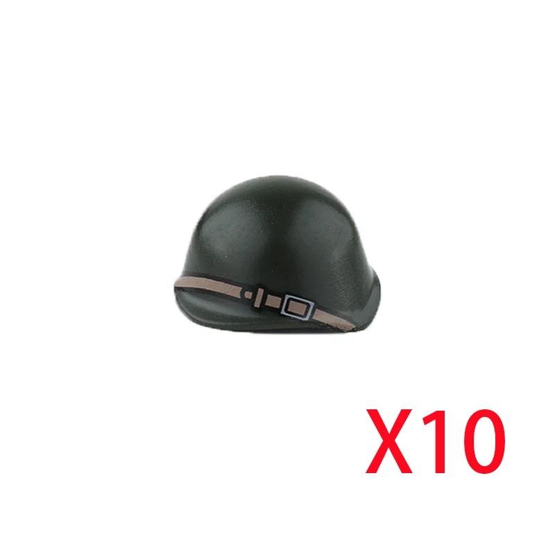 Andra världskriget Militära Byggklossar Tillbehör Figur Soldat Hjälm Leksak USSR1 USA UK Japansk Hatt Mini Tegel Huvmask Flamkastare