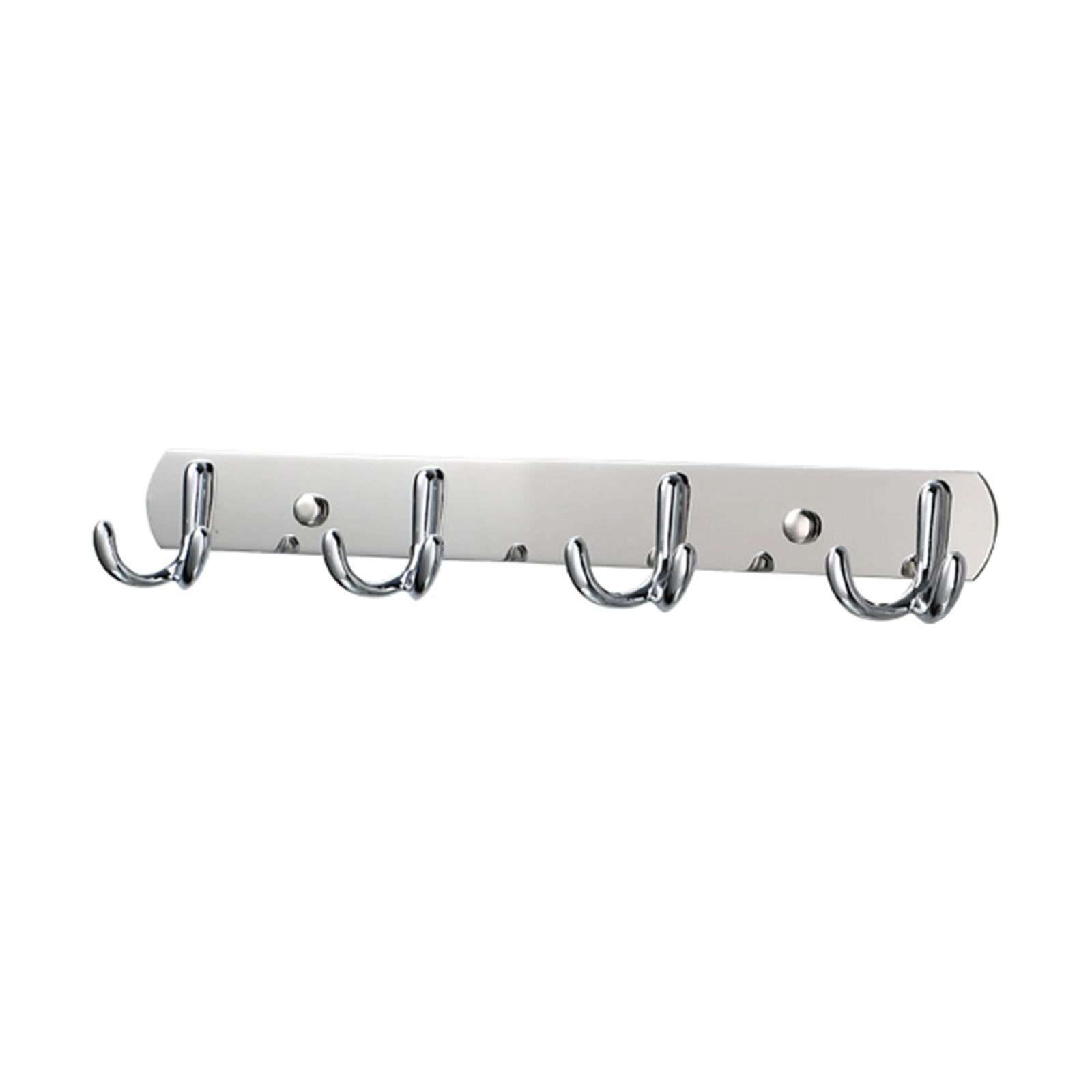 

Heavy Duty Stainless Steel Wall Hook Set 4 Double Hooks Hanger Space Saving Storage For Home Office Entryway