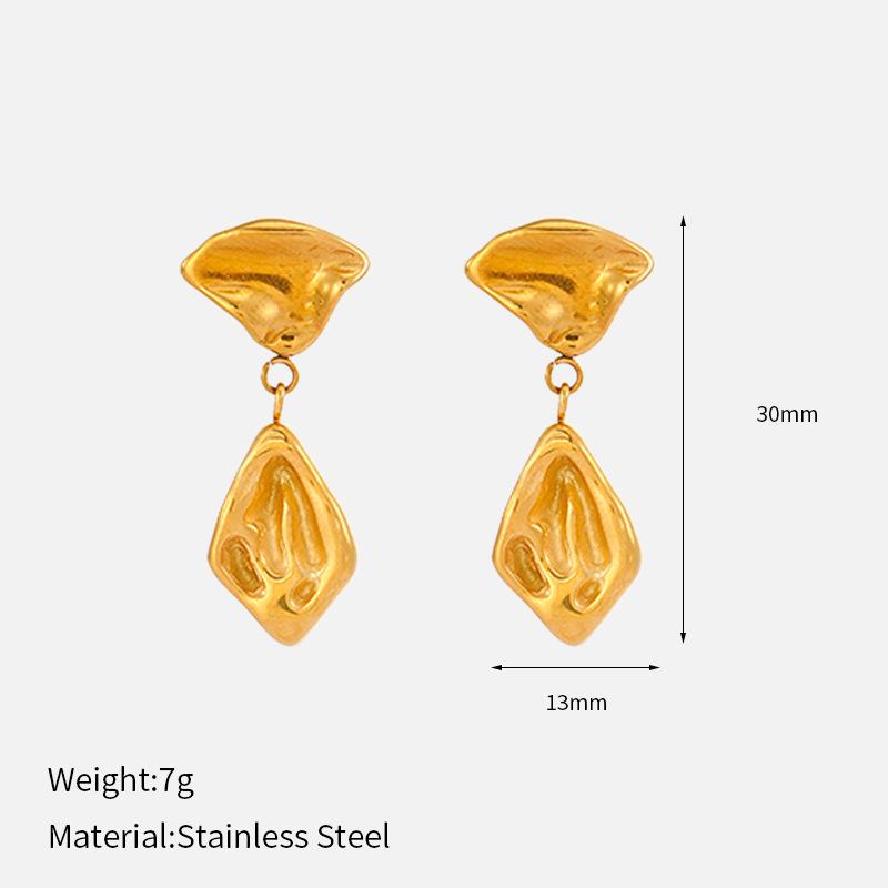 Chenhe Jewelry Women's High-end Sense Light Luxury Non-fading Stainless Steel Earrings Fashion Versatile Earrings Gold Earrings