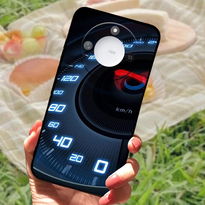 For Huawei Honor X60 Case Flowers Painted Cover Black Silicone Soft TPU Phone Case For Honor X60 Protective Shell Bumper