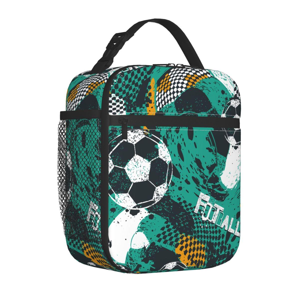 Cartoon Soccer Ball Football Thermal Insulated Lunch Bags for School Portable Food Container Bags Thermal Cooler Lunch Box One Size