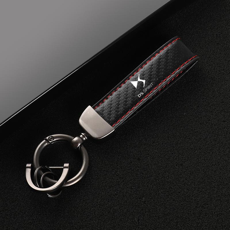 Leather Car Keychain Horseshoe Buckle Jewelry for DS DS3 DS4 DS4S DS5 5LS with Logo Car Accessories