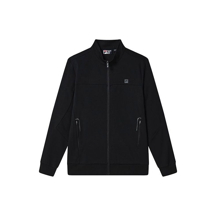 Fila White Special Series Solid Color Stand Collar Casual Business Jacket Men Jackets Black F11M317501F-BK