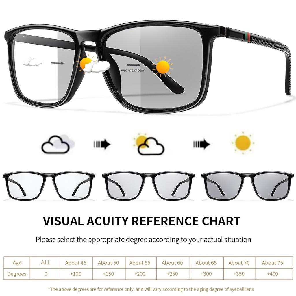 Classic Square Photochromic Reading Glasses Presbyopic Eyewear Men And Women Reading Surfing The Internet +0 +150 +200