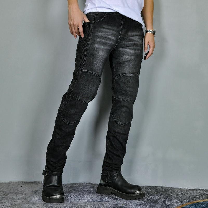 Mens Motorcycle Riding Jeans - Retro Biker Pants With Silicone Padding Abrasion Resistant Tear Proof Use