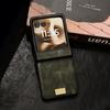 Samsung Z Flip7 Retro Crazy Horse Grain Magnetic Phone Case, Compatible with Flip6/5, Three-Section Nameplate Style.