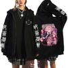 Ryomen Sukuna Grafisk trykt hette Anime Jujutsu Kaisen Klær Herre Dame Zip Up Hettegensere Harajuku Sweatshirt Casual Zip Jacket