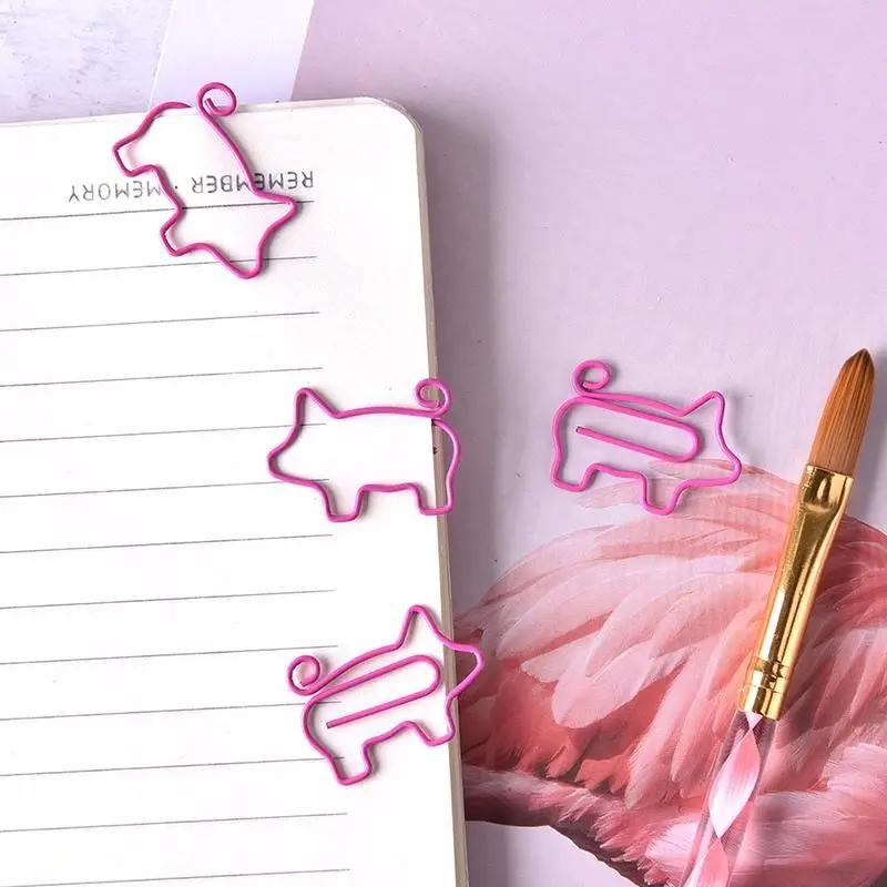 Pig Pink Bookmark Paper Clip School Office Supply 4Pcs/Lot 20Pcs/Lot Gift Stationery Creative Metal Bookmarks  Clips