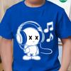 100% Cotton Fashion Boys' Short Sleeve T-Shirt with Cool and Cute Cartoon Headphone-Wearing Kid Print