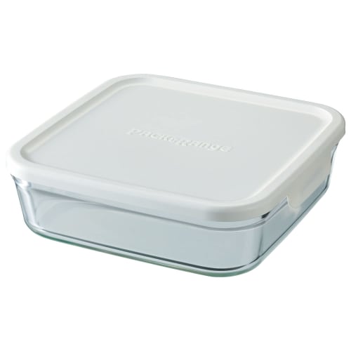 Iwaki Pack & Microwave Storage Container, Shallow, Large, 1.2L, White, Freezer-Safe, Oven-Safe, N3248-W