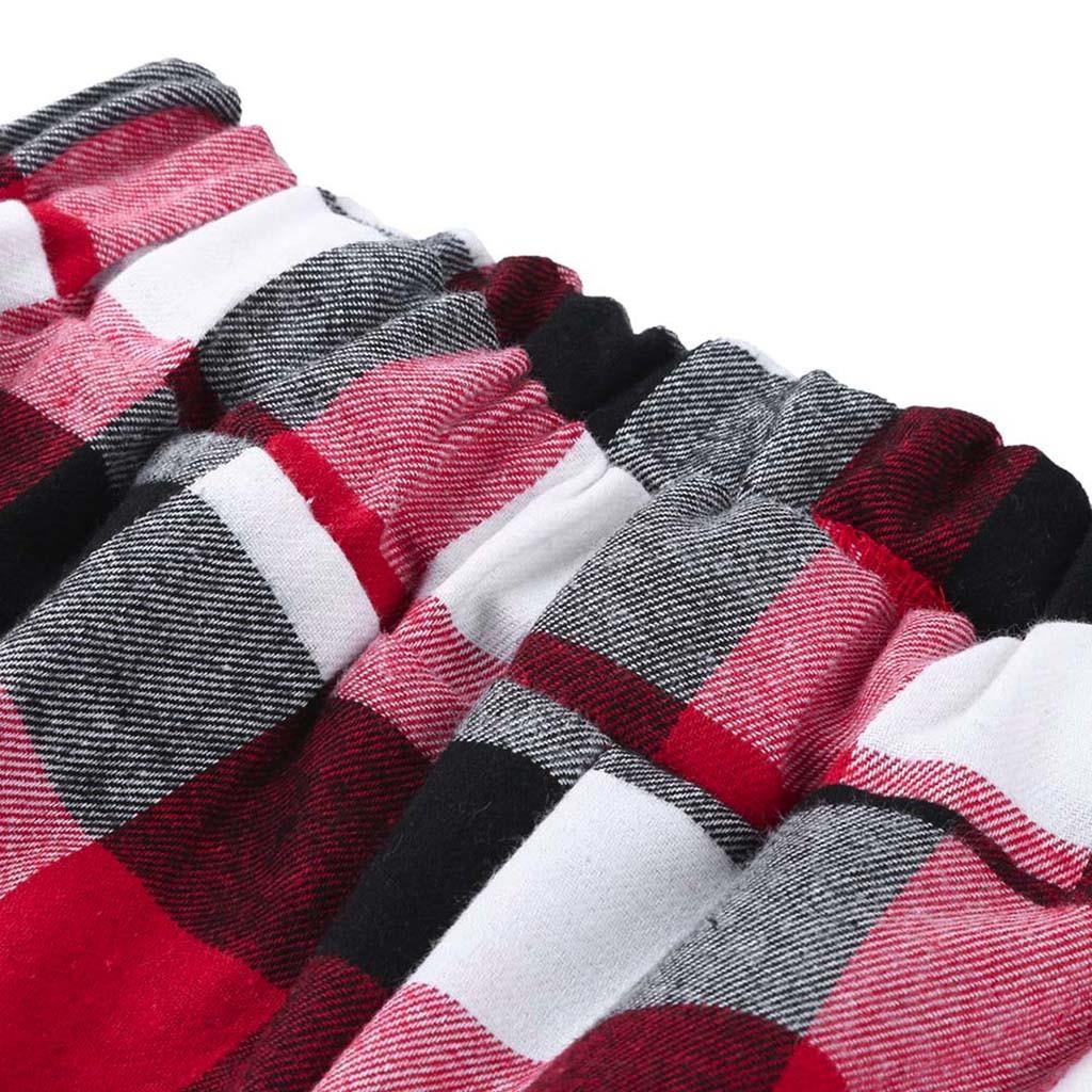 Christmas Women Long Sleeve Tops+Plaid Print Pants  Family Clothes Pajamas