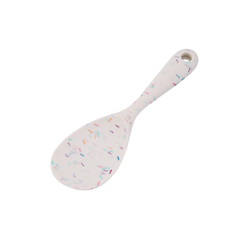Silicone Kitchen Utensils Set: 6-Piece Non-Stick Color Dot Shovel, Spoon, and Steak Shovel.