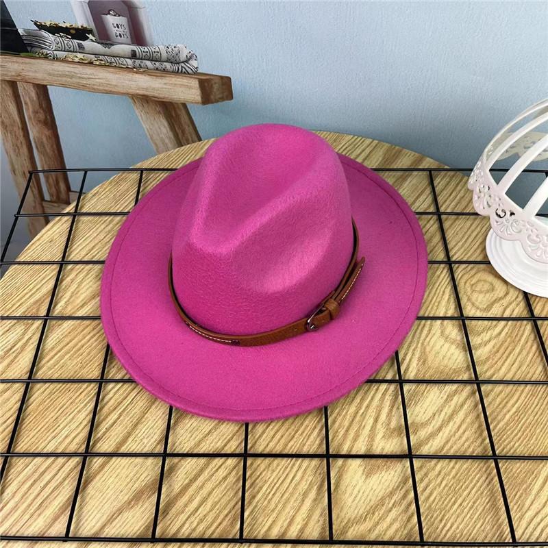 European and American style retro casual manama big-brimmed top hat women's autumn and winter British versatile woolen hat belt jazz
