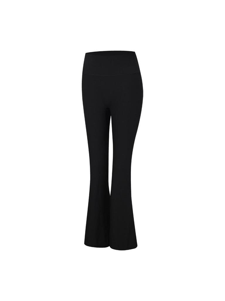 Lulu High-Waisted Ribbed Flare Yoga Pants: Bare-Feel, Butt-Lifting, Slimming Fitness Sportswear