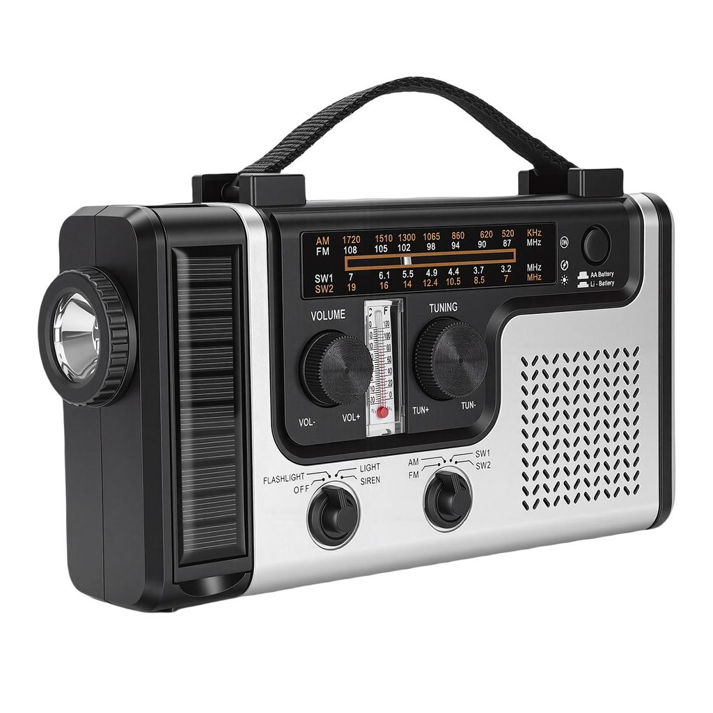 AM FM SW Portable Hand Crank Radio 1200mAh Emergency Solar Power Pocket Radio with Full Band Speaker Cell Phone Charger