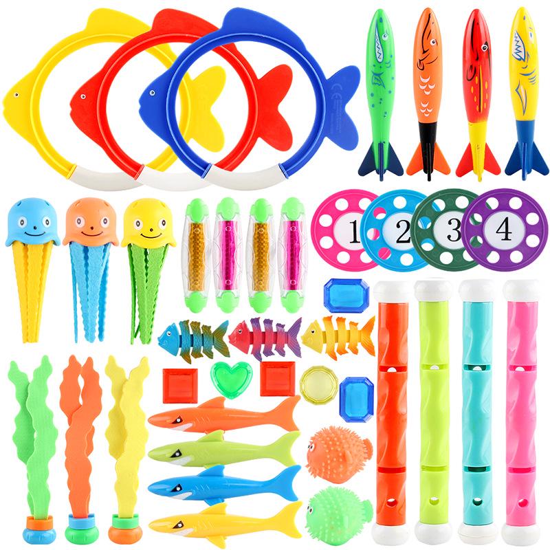 Summer Diving Toy Set: Seaweed Octopus Rings & Relay Batons for Pool Play