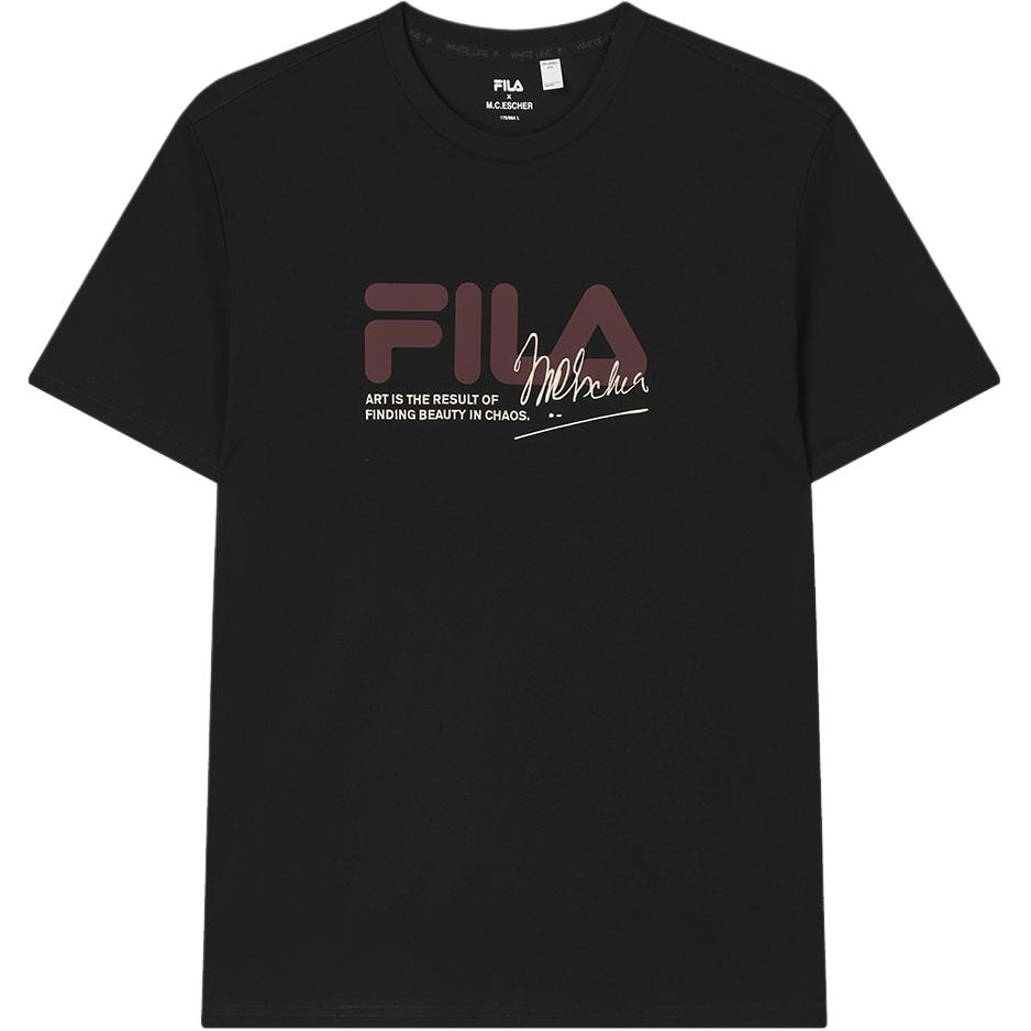 New FILA X M.C.ESCHER HERITAGE SS25 T Shirt Men's Jet Black F11M538130F-BK