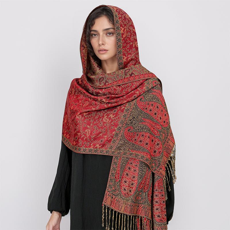Paisley Pashmina Shawl Scarf Women Jacquard Cashew Printed Scarves Flowers Borders Female Tassel Blanket Wraps Ethnic Shawls
