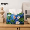 Foldable Paper Organizer Leather Tissue Box Cover with Flowers Pattern, Desktop Organizer, Napkin Holder Case, Portable Dispenser Facial Dispenser,