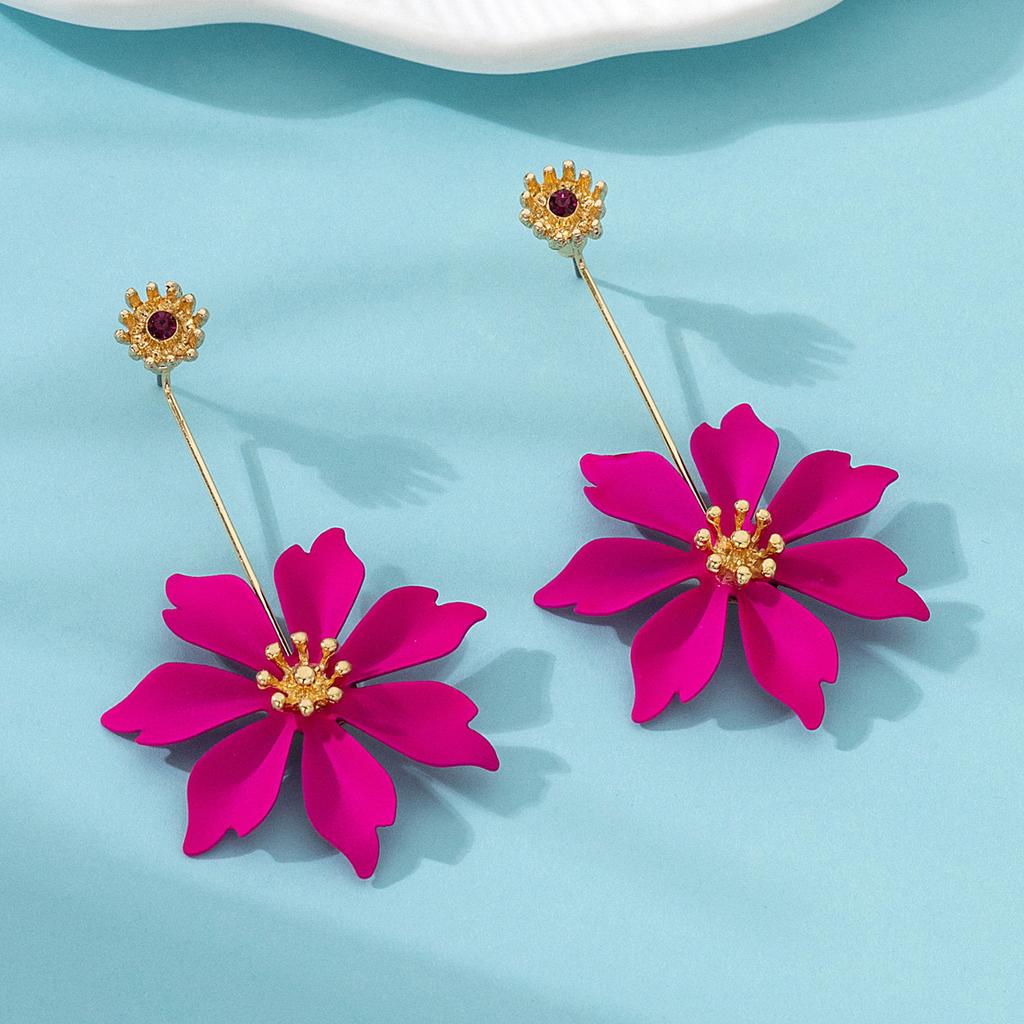 Fashionable Long Flower Earrings