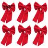 Holiday Home Table Accents 6Pcs Velvet Bow Napkin Rings, Christmas Fabric Holders, Red Festive Dining Accessories Green Rings for Dinner Party