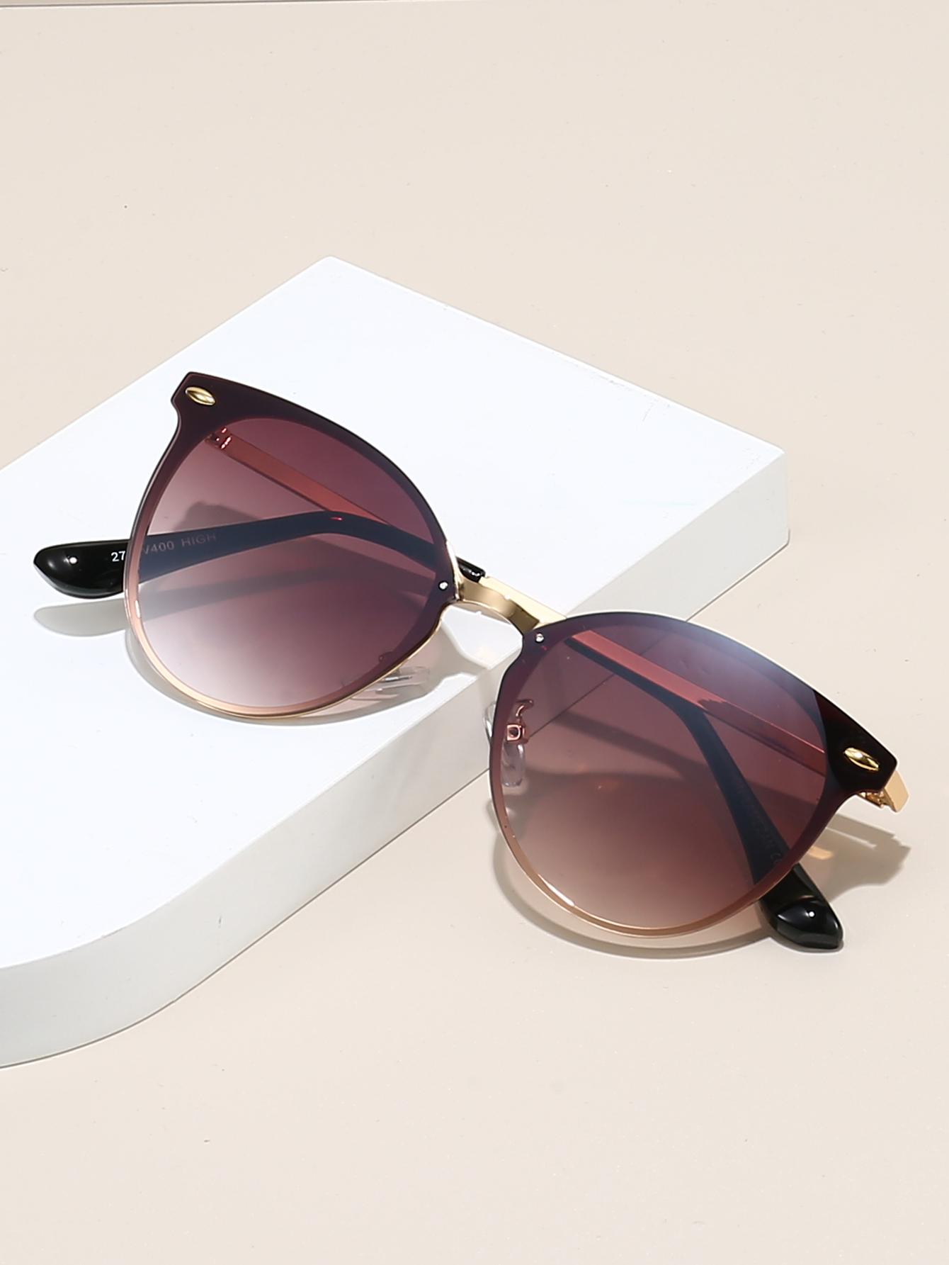 1Pc Fashionable Round Frame Sunglasses Fashion Accessories/Metal Stud Decoration Daily Wear Holiday Travel