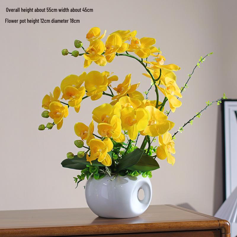 Haptik-PU Phalaenopsis Künstliches Blumengesteck für Wohnzimmer TV-Schrank Deko