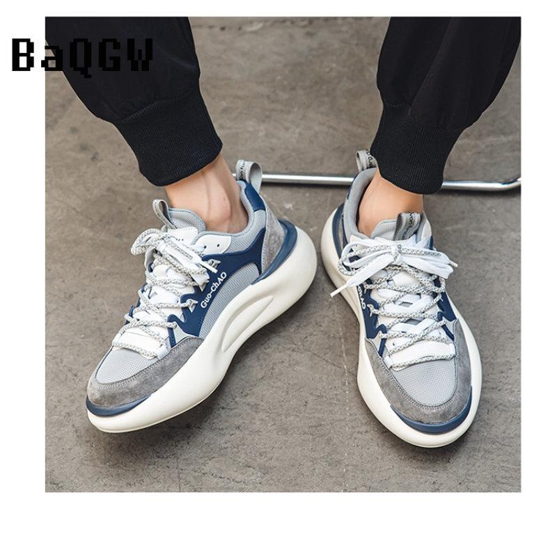 Fashion Men Thick Sole Running Shoes Casual Mesh Breathable Height Increased Platform Sports Workout Shoes Male Chunky Sneakers