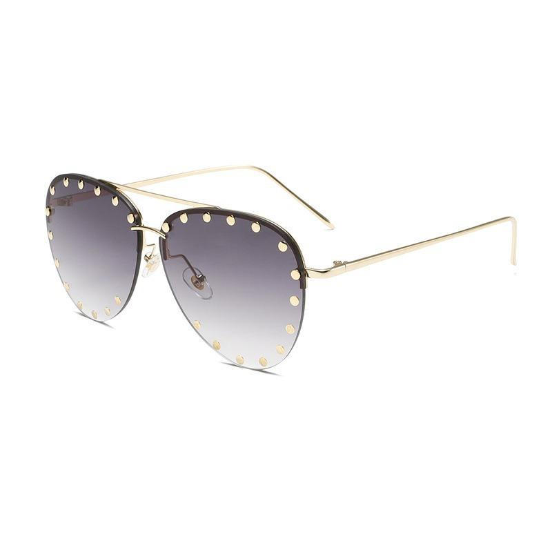 2026 New Toad-shaped Metal Sunglasses Large Frame Frameless Rice Nail Fashion Street Sunglasses