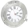 Nagina International Brushed Nickel Aluminum Metal Roman Porthole Clock | Nautical Navy Decor Gifts (12 Inches) TA8-S4Q-MHW