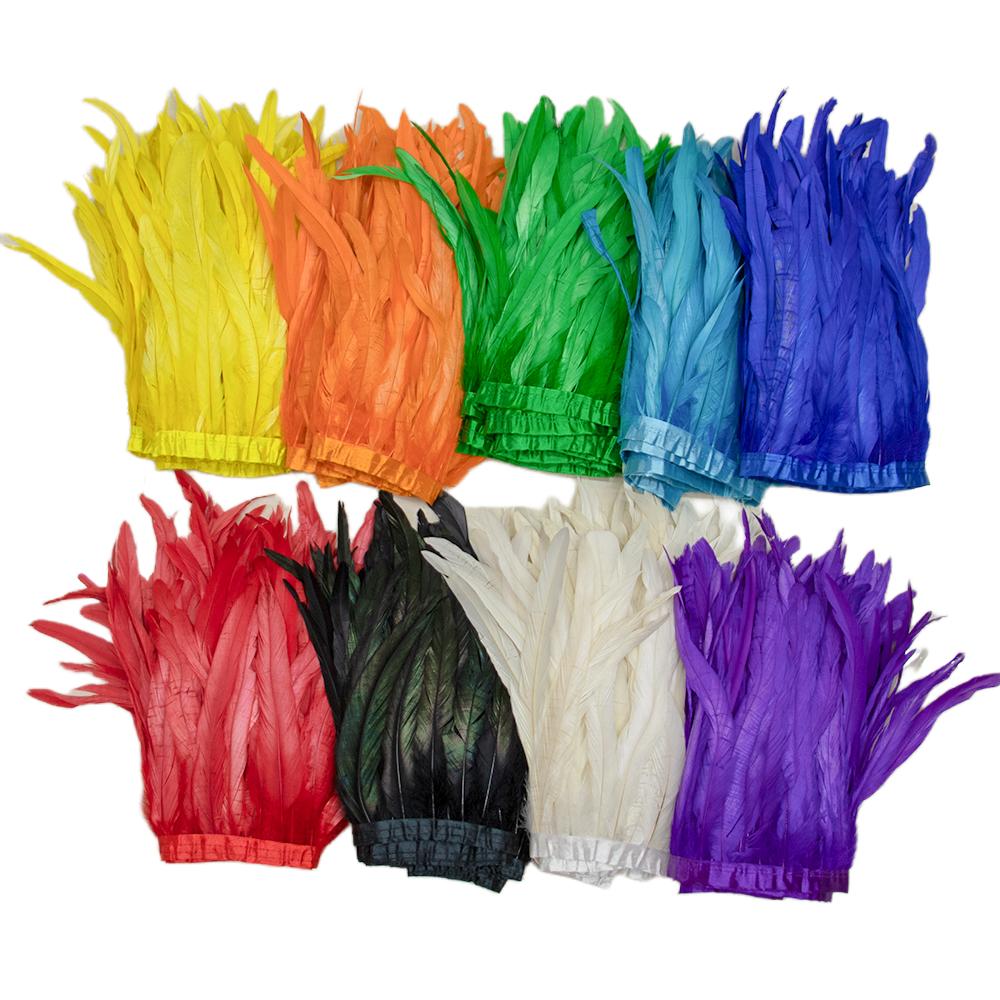 10-12inch Premium Rooster Tail Feathers Trim Dress Decor Carnival Costume Accessories 1Yard Orange Bulk Cock Feather Supplies