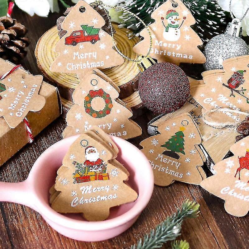 Christmas Gift Tags 48 Count With String (12 Assorted Designs For Xmas Present Wrap And Label Package Name Card)