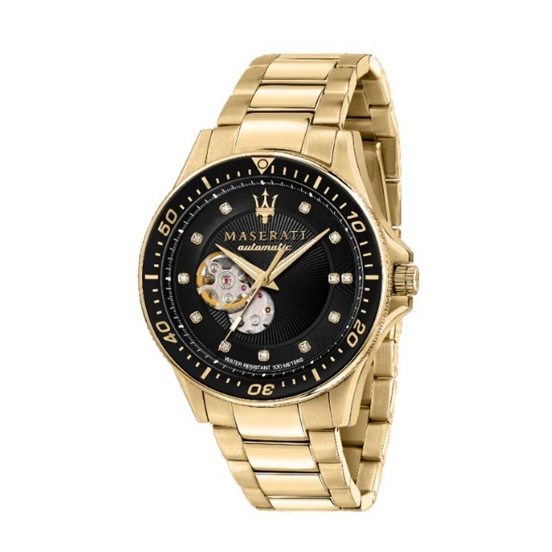 Maserati Sfida Black Leather Band Men s Mechanical Watch R8823140003 чёрный