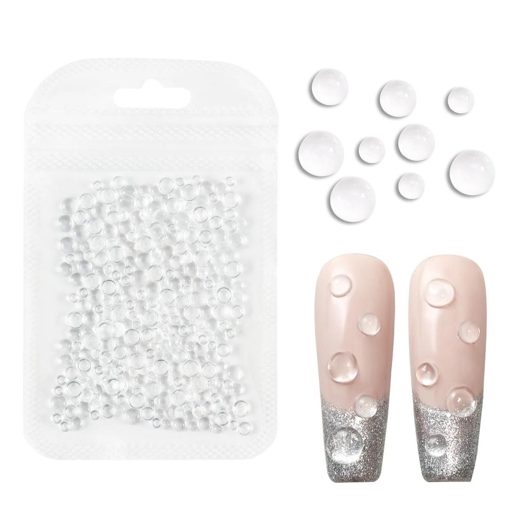 300Pcs Mermaid Rhinestones Clear Nail Art Decoration Mix Size 3D Nails Charms Flat Half Round Beads Summer Manicure Accessories