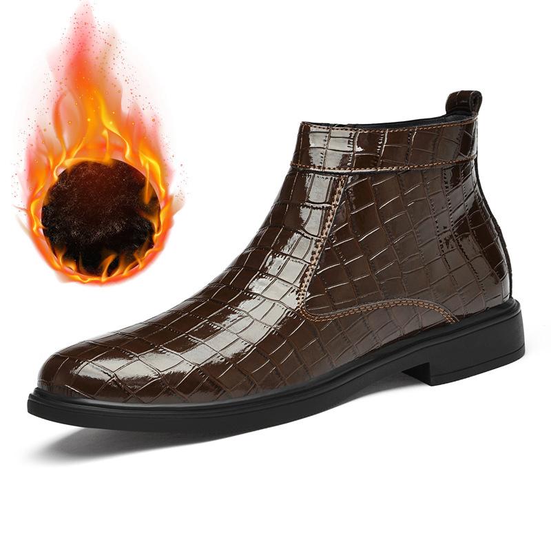 

Большой размер 48 повседневные кожаные ботинки высокий верх персонализированная полировка ботинки челси мужские круглый носок британская классическая кожаная обувь 48