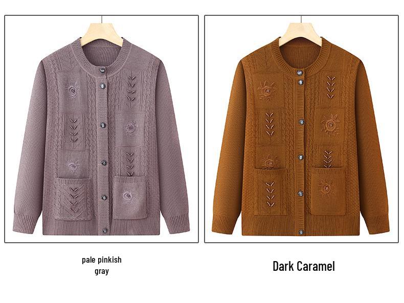 Women's Spring & Autumn Knit Cardigan for Middle-Aged & Elderly