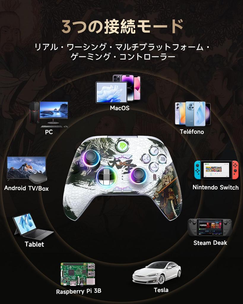 EasySMX PC Wireless Controller, RGB Backlit, Gamepad, Wireless Controller for Switch Joy-Cons, Windows PC, Switch, iOS, Android, and Steam Deck