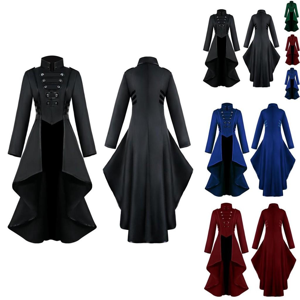 Gorgeous Women Vintage Medieval Tuxedo Gothic Tailcoat In Black Red Blue And Green