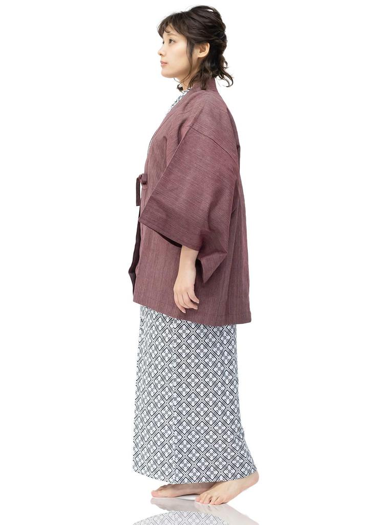 Ryokan Yukata Set Ryokan und Haori [KYOETSU] Damen 4-teilig (Haori, Yukata, Obi, Kordel) (Yukata - 150, - Rot)