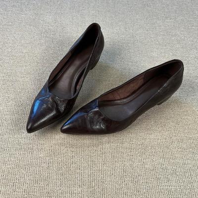 Französische Retro elegante leichte Mund kleine EinzelSchuhe Mary Jane Schuhe ein Pedal Temperament dünne innere Höhe PendlerSchuhe
