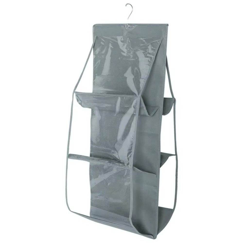 1Pcs Gray Hanging Handbag Organizer 6 Pockets Clear Sundry Bag New Storage Bag  For Wardrobe Closet