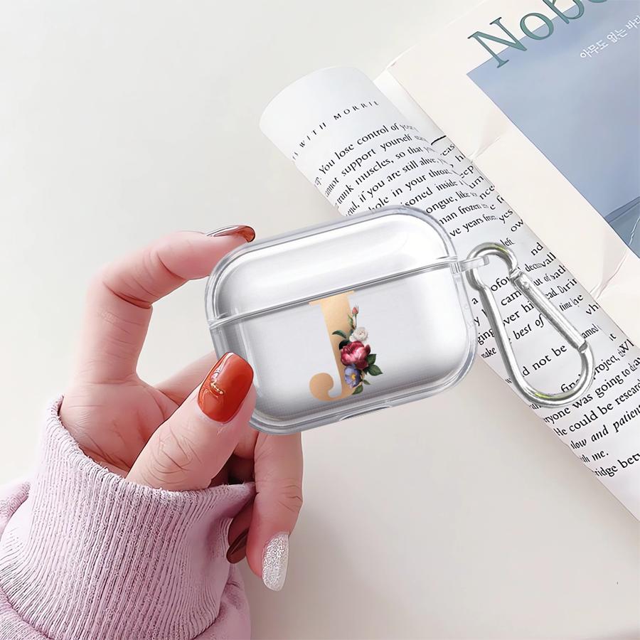 Clear Earphone Cases Cover Case For Airpods 4 1 Pro2 Pro3 Pro 3 2 Flower Name Letter I J