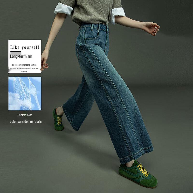 Demana Women s Vintage Wide-Leg Cropped Denim Jeans