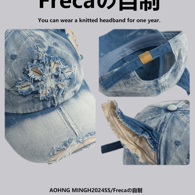 New Y2K Hot Girl Graffiti Jeans Rabbit Ears Cowboy Baseball Hat Wash Graffiti Hip Hop Cap Women Men Party Team Baseball Cap