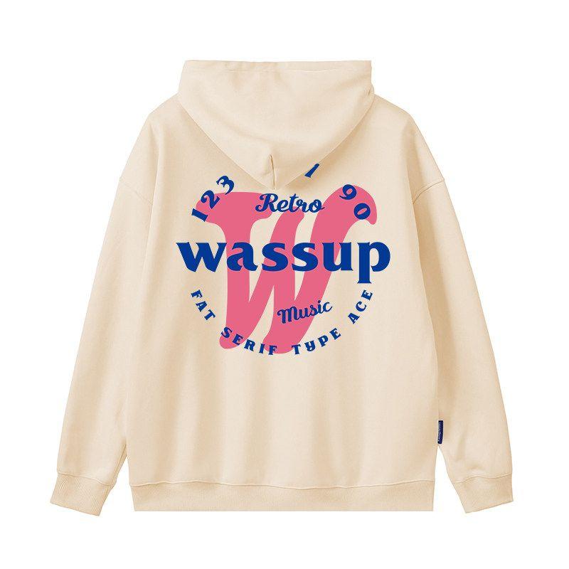 

Wassup American-Style Heavyweight Hoodie Jacket High Street Fashion Brand Loose Hooded Sweatshirt for Men and Women Autumn and Winter Fleece-Lined Apricot (Heavyweight Basic Model) XL
